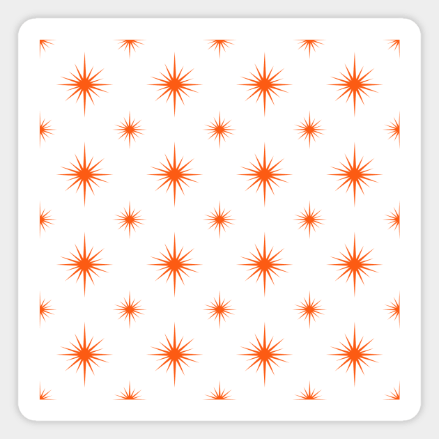 Orange Atomic Starburst Mid Century Modern Pattern Magnet by OrchardBerry